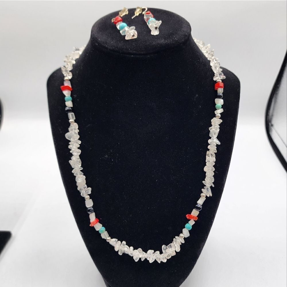 Necklace & earrings set clear stone set